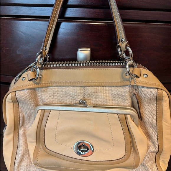 Coach Cream and Silver Satchel with Structured Design - Picture 2 of 9